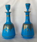 2 vases vintage en verre, Maison & Meubles, Enlèvement, Bleu, Verre, Moins de 50 cm