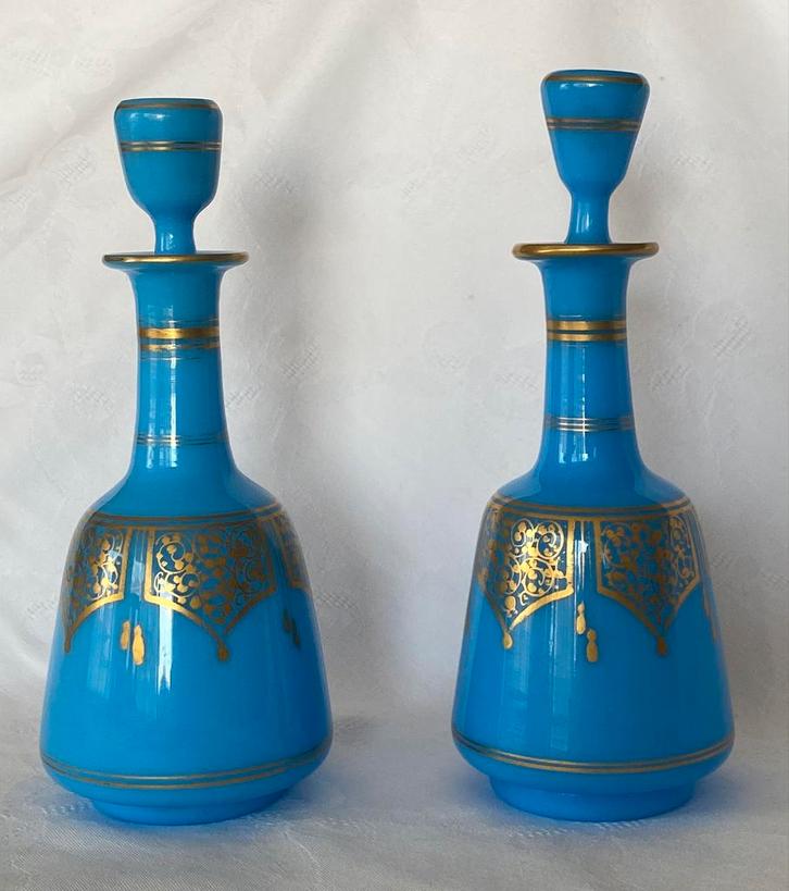 2 vases vintage en verre, Maison & Meubles, Accessoires pour la Maison | Vases, Bleu, Moins de 50 cm, Verre, Enlèvement