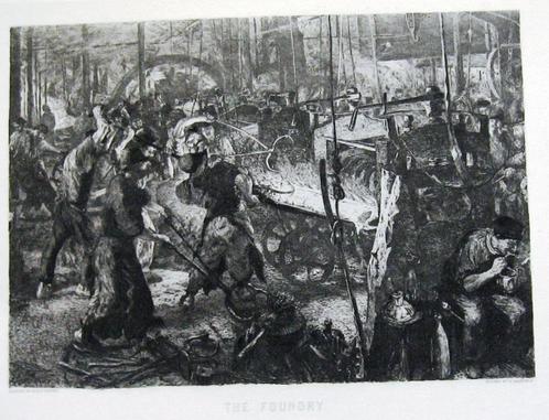 Ets The Foundry 1882 W Manfield - Gieterij Indrustrie Menzel, Antiek en Kunst, Kunst | Etsen en Gravures, Ophalen of Verzenden