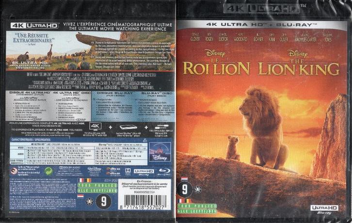 le roi lion (the lion king) (4k ultra-hd + blu-ray) neuf, CD & DVD, Blu-ray, Neuf, dans son emballage, Aventure, Enlèvement ou Envoi