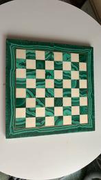 Plateau de jeu d’échecs en malachite et marbre 30 cms sur 30, Comme neuf, 1 ou 2 joueurs