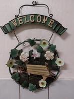 Welkom wanddecoratie met bloemen, Huis en Inrichting, Woonaccessoires | Kransen, Ophalen of Verzenden, Gebruikt