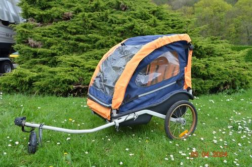 Remorque poussette pour 2 enfants fermée., Vélos & Vélomoteurs, Accessoires vélo | Remorques, Utilisé, Remorque pour enfant, Pliable