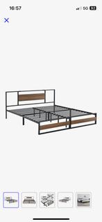 Bed met metalen frame, Ophalen, Gebruikt, Zwart, Tweepersoons