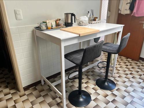 Bartafel met 4 barstoelen, Huis en Inrichting, Tafels | Statafels, Gebruikt, In hoogte verstelbaar, Ophalen
