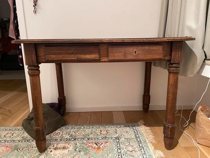 Table/bureau en bois avec tiroirs (rétro, ancien), Maison & Meubles, Tables | Dessertes, Utilisé, 100 à 150 cm, Rectangulaire