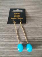 Lange oorbellen met blauwe parel, Ophalen of Verzenden, Nieuw, Blauw, Hangers