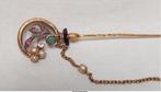 Fibula juweel 18 kt Art Deco., Handtassen en Accessoires, Ophalen of Verzenden, Goud, Broche, Met edelsteen