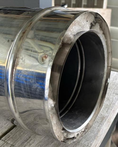 Dubbelwandige inox schoorsteen + dakdoorvoer + kap, Doe-het-zelf en Bouw, Verwarming en Radiatoren, Ophalen