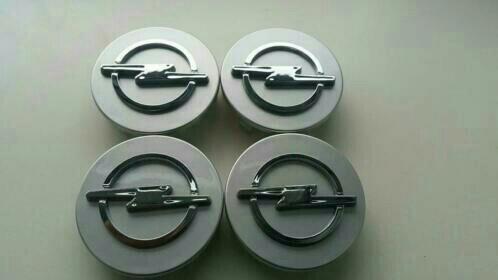 4 x 59 mm Opel naafdoppen/center caps/wieldoppen, Auto diversen, Wieldoppen, Nieuw, Ophalen of Verzenden