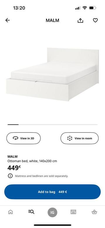 pièces pour lit IKEA MALM, blanc (neuf) beschikbaar voor biedingen