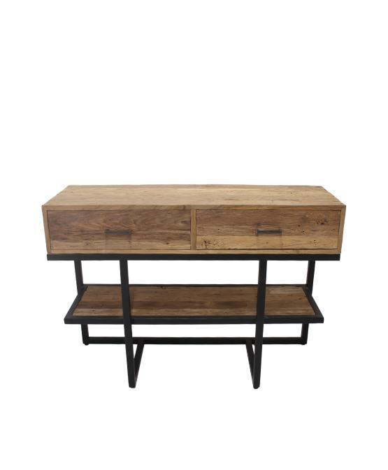 Sidetable / Gangtafel teakhout, Huis en Inrichting, Tafels | Sidetables, Nieuw, 25 tot 50 cm, 100 tot 150 cm, Teakhout, Metaal