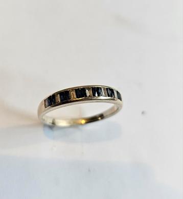 Bague T52 or blanc 18k,  saphir et diamant 36 carats  AAA, Femme ou Homme, Comme neuf, Or, Avec pierre précieuse