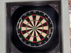 Rustiek Houten dartcabinet met ledverlichting en oche, Sport en Fitness, Darts, Ophalen, Dartbord