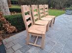 4 massief eiken stoelen. Geluchtgomd., Huis en Inrichting, Stoelen, Ophalen of Verzenden, Zo goed als nieuw, Hout