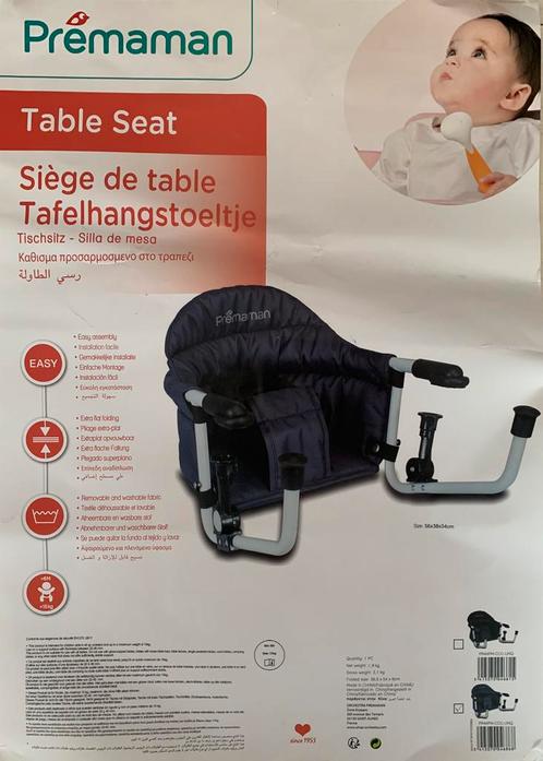 Tafelhangstoeltje, marineblauw, van Prémaman, Kinderen en Baby's, Kinderkamer | Tafels en Stoelen, Zo goed als nieuw, Ophalen