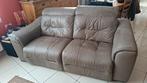 Salon complet 3 + 2 en cuir taupe, Ophalen, Gebruikt, Leer