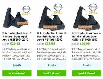 Handrem en Pookhoezen voor OPEL Zie type modellen op foto's disponible aux enchères