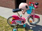 Meisjesfiets en helm, roze, met mandje en toeter, Fietsen en Brommers, Fietsen | Kinderfietsjes, Ophalen, Gebruikt