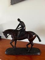 Massief bronzen beeld – Jockey te paard beeld 2, Antiek en Kunst, Ophalen