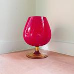 Vase vintage en verre rouge forme verre cognac, Enlèvement, Rouge, Verre