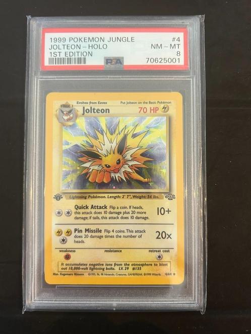 4/64 jolteon 1e psa 8 € 225,00 holo, Hobby en Vrije tijd, Verzamelkaartspellen | Pokémon, Losse kaart, Ophalen of Verzenden