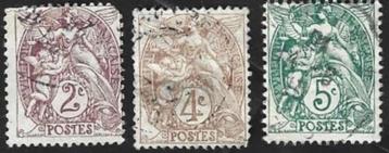 3 Postzegels Frankrijk 1900 Allegorie (Type Blanc) beschikbaar voor biedingen