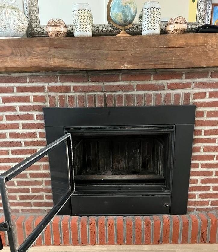 Inzetstuk van teruggewonnen hout, Huis en Inrichting, Haarden, Gebruikt, Houthaard, Ophalen