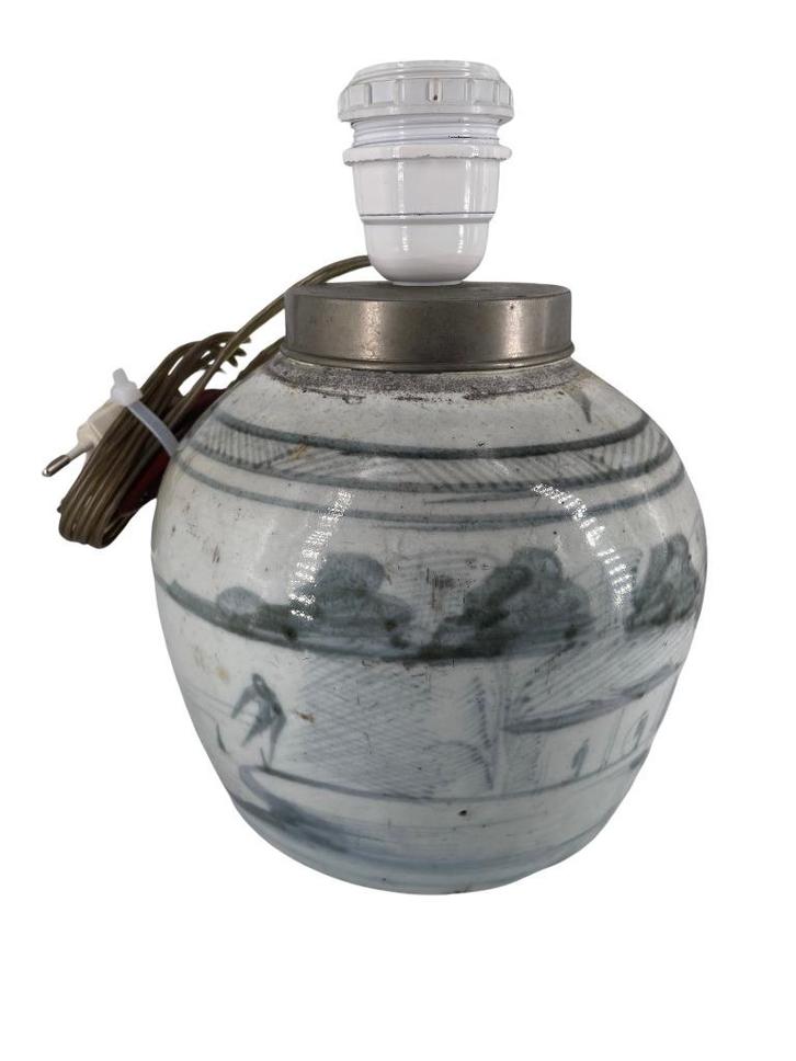 Chinese porseleinen gemberpot - op lamp gemonteerd, Antiek en Kunst, Antiek | Keramiek en Aardewerk, Ophalen of Verzenden