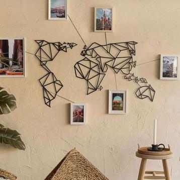 Wereldkaart Zwart Staal - 60 x 100 cm beschikbaar voor biedingen