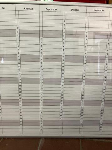 Magnetisch whiteboard 100 x 200 cm "jaarplanner" beschikbaar voor biedingen