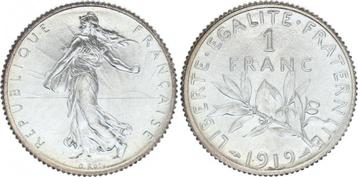 Frankrijk 1 franc, 1919 semeuse zilver munt 5g