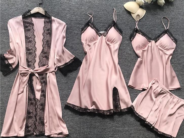 Nachtkleding set 4 delig - roze - maat L, Kleding | Dames, Pyjama's, Verzenden