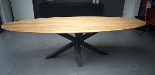 Ovale tafel verjongd eiken, notenhout of bamboe op maat., Huis en Inrichting, Tafels | Eettafels, Nieuw, Ovaal, Eikenhout, Grenenhout