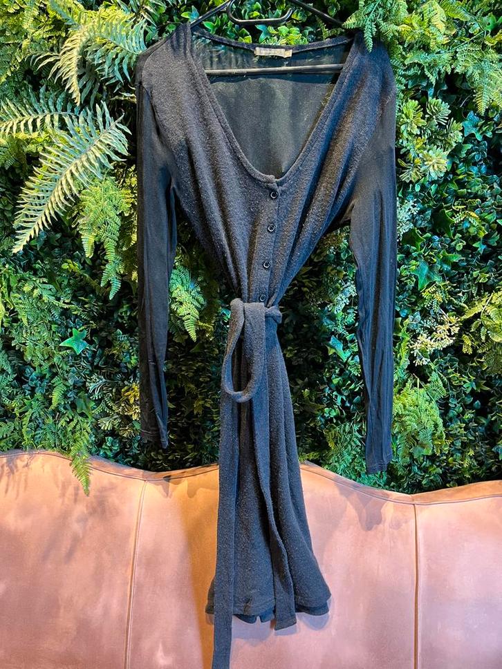 Zwarte wollen jurk met doorschijnende mouwen SANDWICH, Kleding | Dames, Jurken, Gedragen, Maat 38/40 (M), Zwart, Onder de knie