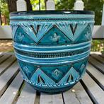 Vintage turkoois keramieken bloempot, Ophalen of Verzenden, Zo goed als nieuw
