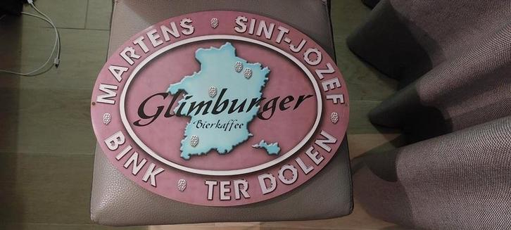 Alluminium wandbord GLIMBURGER . Biercafe, Verzamelen, Merken en Reclamevoorwerpen, Zo goed als nieuw, Reclamebord, Ophalen of Verzenden