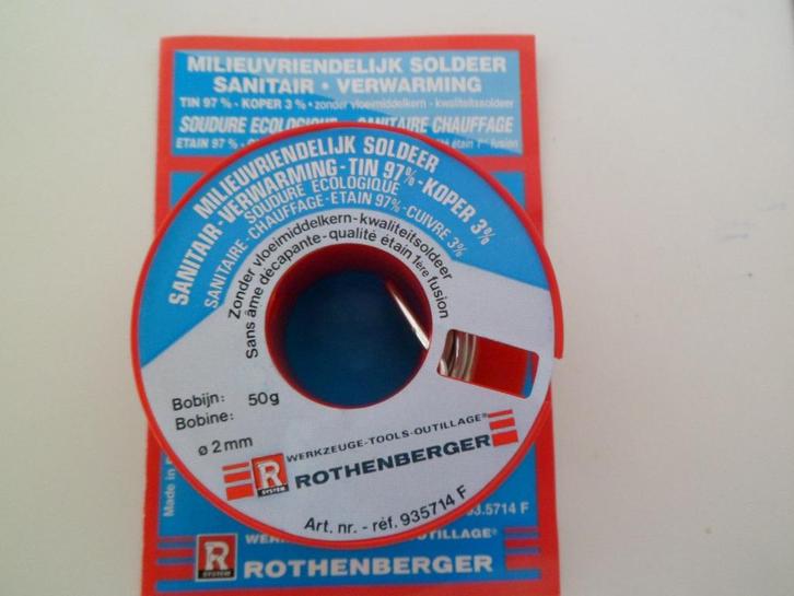 Soudure Rothenberger écologique 50 grammes de diamètre 2 mm, Bricolage & Construction, Sanitaire, Neuf, Cuivre, Enlèvement ou Envoi