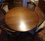 Eiken Eettafel Rond of Ovaal verstelbaar, Huis en Inrichting, Eikenhout, Ophalen of Verzenden, Zo goed als nieuw, Vier personen