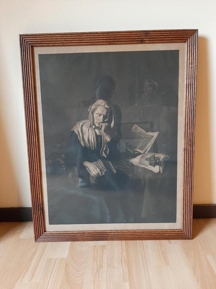 La Songeuse : gravure d'après le tableau de Nicolas Maes, Antiquités & Art, Art | Eaux-fortes & Gravures, Enlèvement