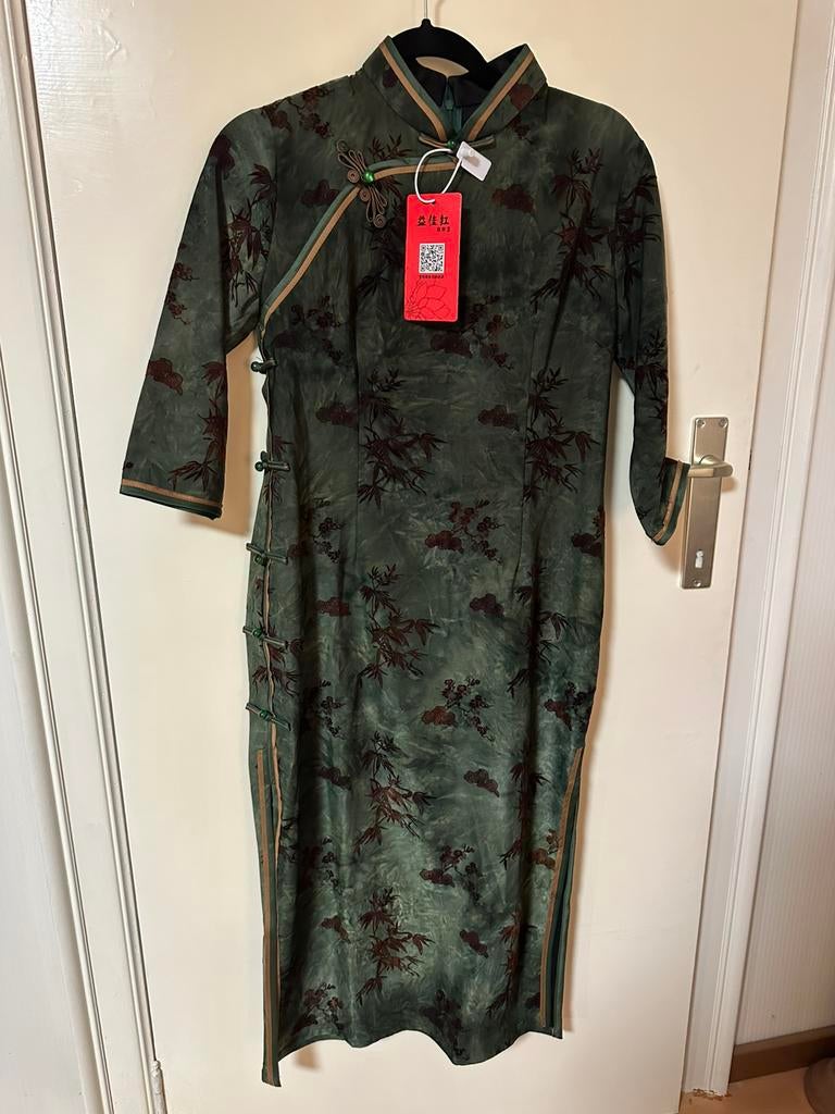 Chinese jurk (Qipao/Cheongsam), Kleding | Dames, Gelegenheidskleding, Nieuw, Galajurk, Maat 42/44 (L), Groen, Ophalen of Verzenden