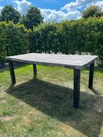 Houten tuintafel met ijzeren poten, Tuin en Terras, Tuintafels, Ophalen, Gebruikt, Rechthoekig, Hout
