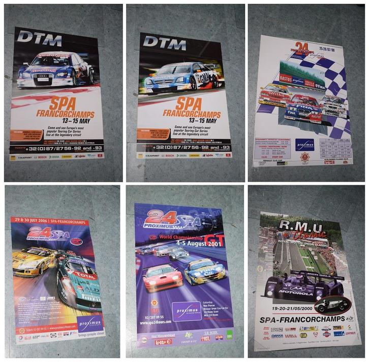 Lot 6 poster spa Francorchamps automobiel 1990 2000, Verzamelen, Automerken, Motoren en Formule 1, Zo goed als nieuw, Auto's, Ophalen of Verzenden
