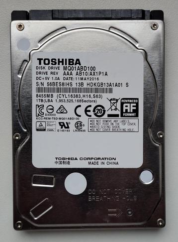 Toshiba harddisk 2,5 inch - 1TB beschikbaar voor biedingen