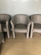 4 stuks lichtbruine lederen zetel stoelen met wieltjes., Comme neuf, Enlèvement