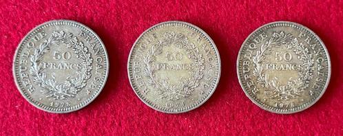 1974-78 50 zilveren munten van Franse Frank, Antiek en Kunst, Antiek | Zilver en Goud, Zilver, Ophalen of Verzenden