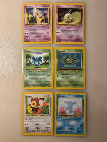 Lot 6 Pokemon kaartjes Neo Genesis & Neo Discovery beschikbaar voor biedingen