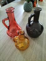 Set van drie decoratieve glazen kruikjes, Ophalen of Verzenden