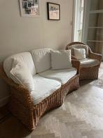 Rieten sofa en eenzit, Huis en Inrichting, Ophalen, Gebruikt, Tweepersoons, Riet of Rotan
