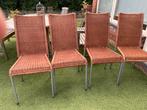 4 tuinstoelen met kussens, Tuin en Terras, Tuinstoelen, Ophalen, Gebruikt, Metaal, Stapelbaar